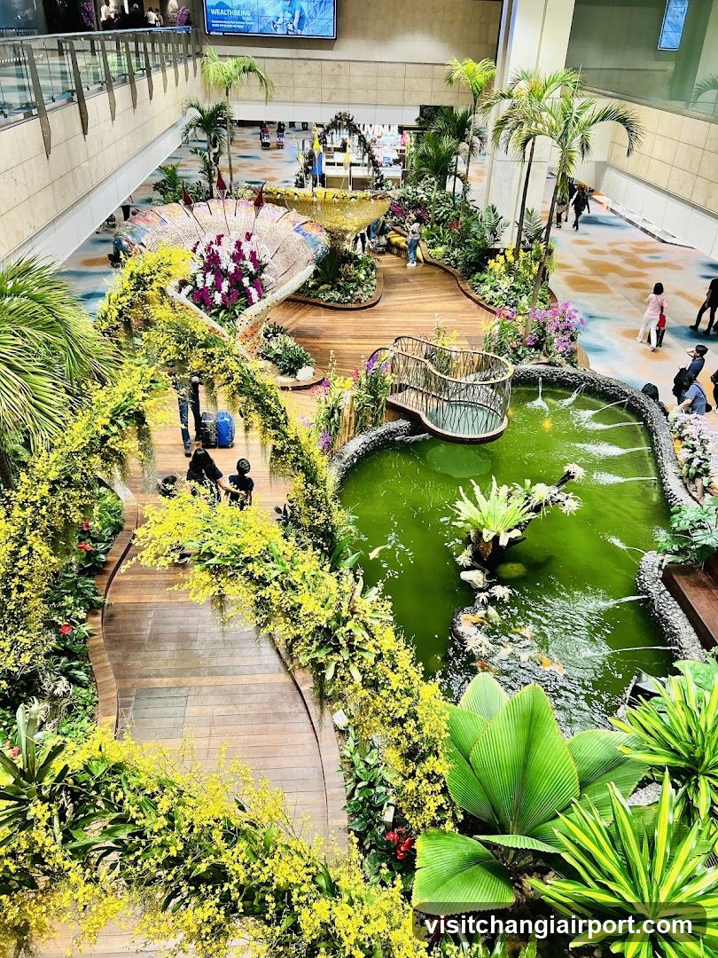 Indoor Garden Scene with Pond and Walkway