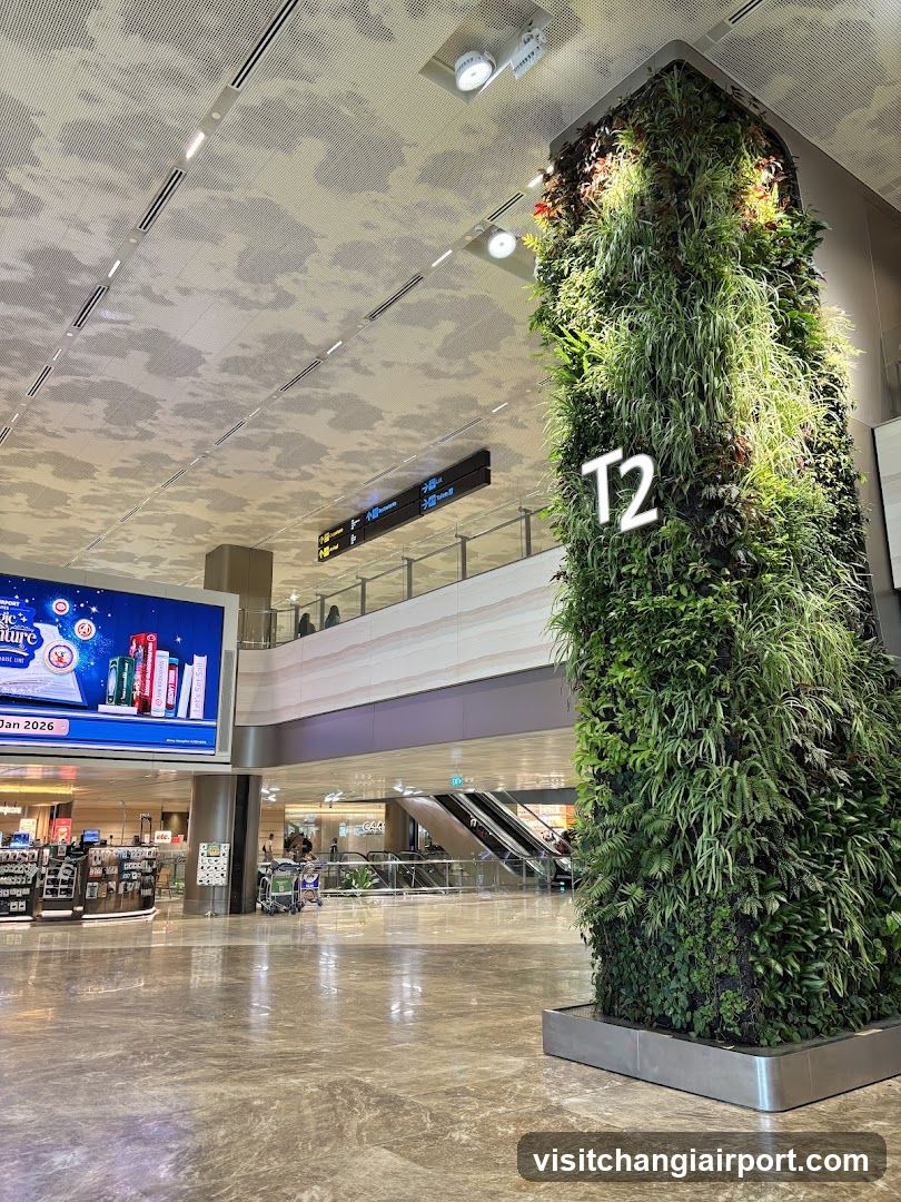 Airport Terminal Interior with Vertical Garden