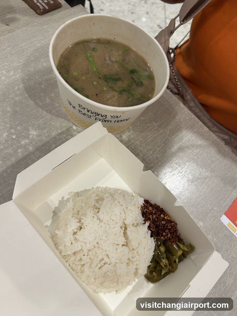 Takeout Meal with Soup and Rice