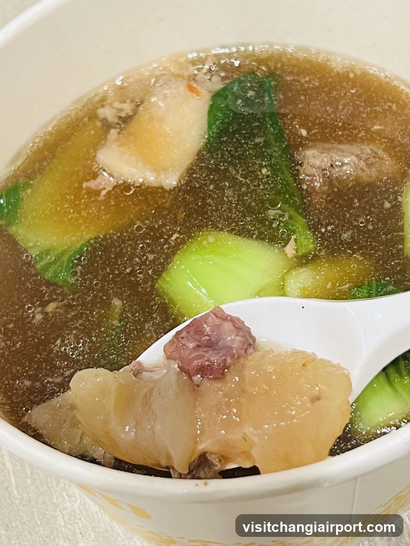 Bowl of Soup with Meat and Vegetables