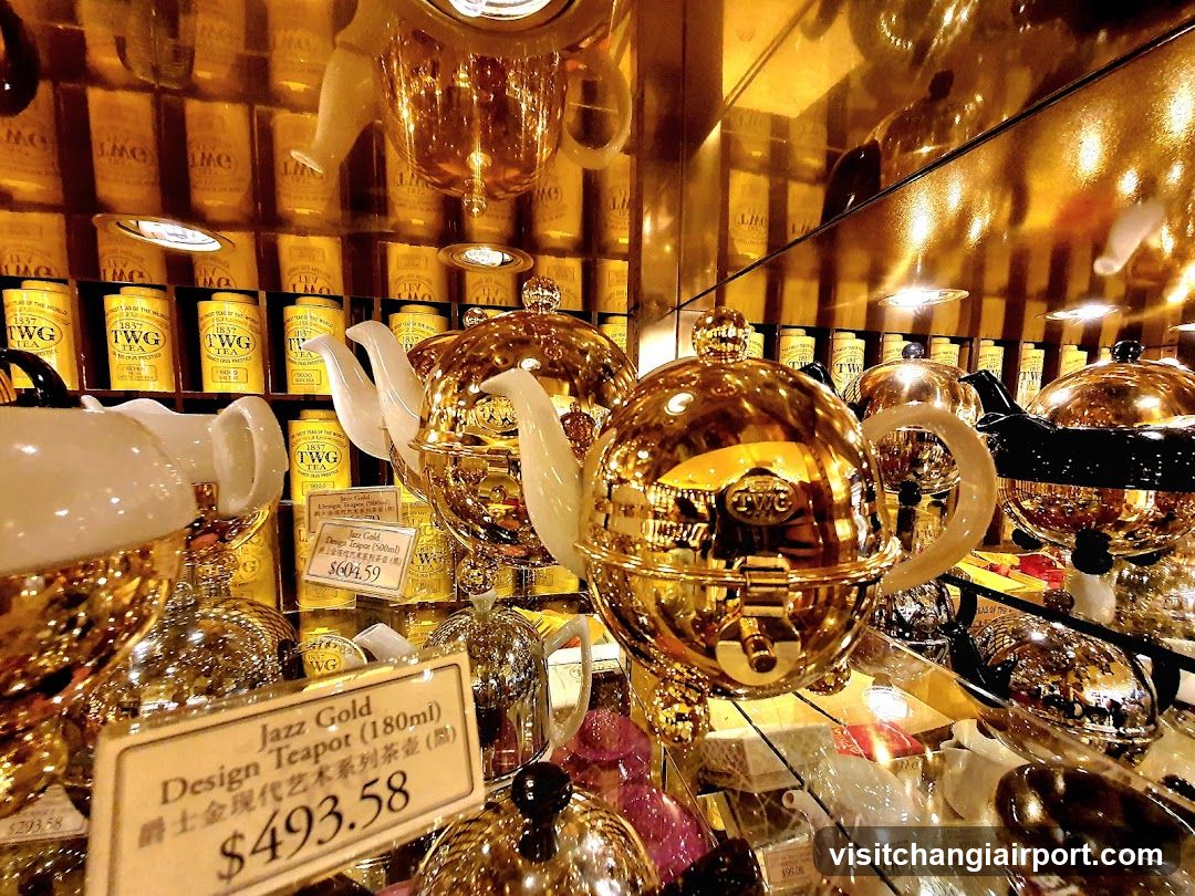 TWG Gold Teapots Display