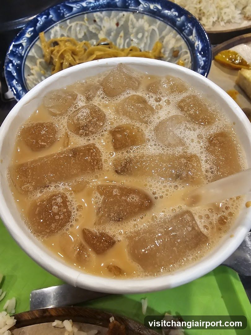 Bowl of Iced Milk Tea with Jellies