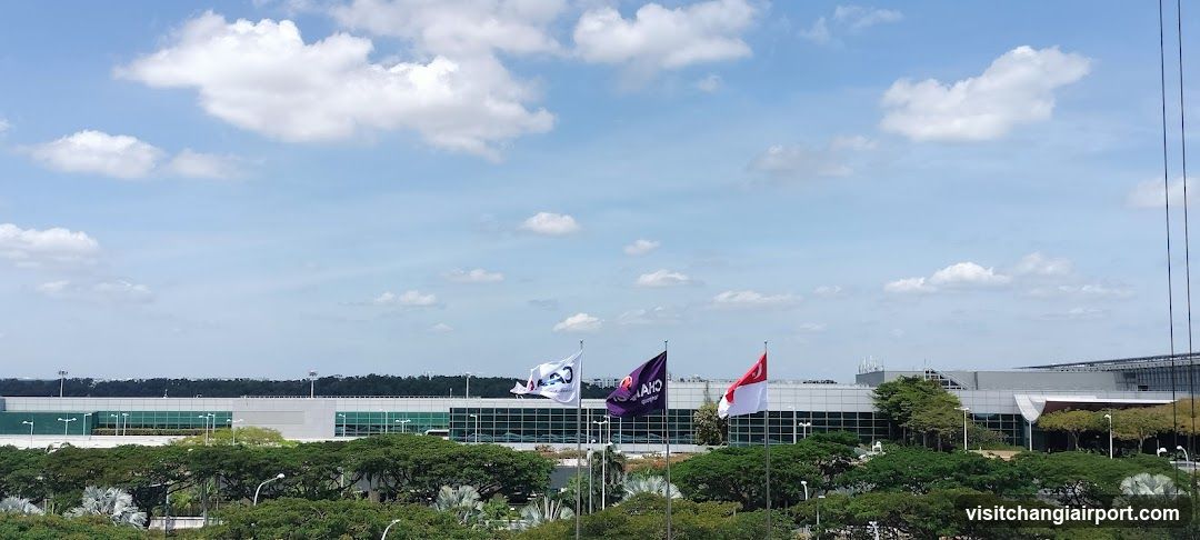 Airport Exterior with Flags