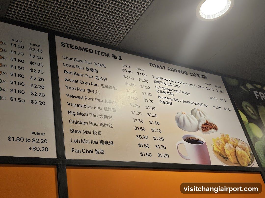 Steamed Item and Toast & Egg Menu Board