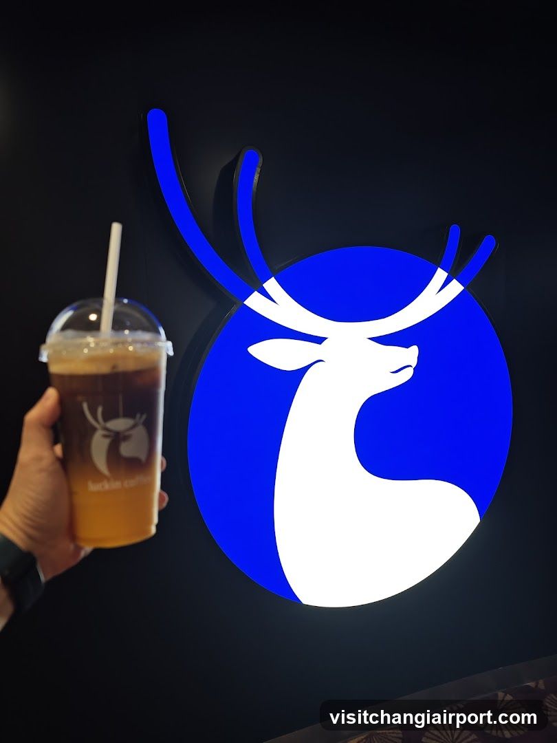 Iced Coffee with Deer Logo Signage