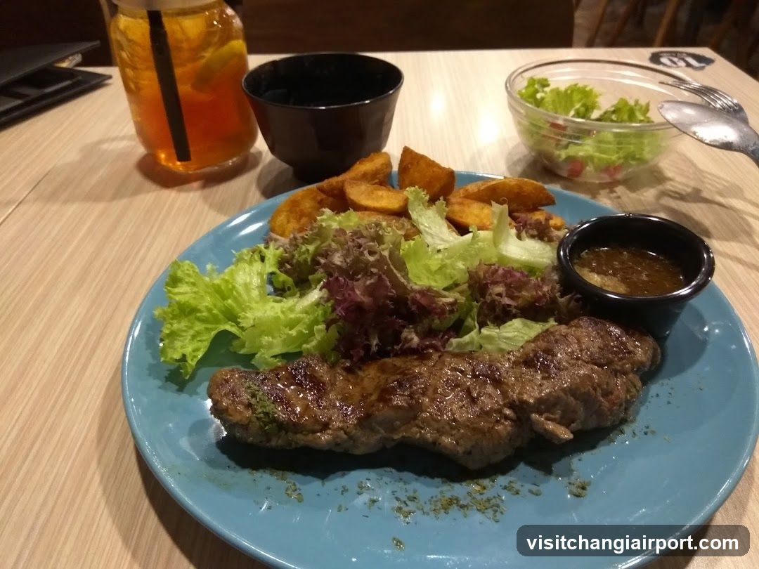 Grilled Steak Meal with Salad and Fries