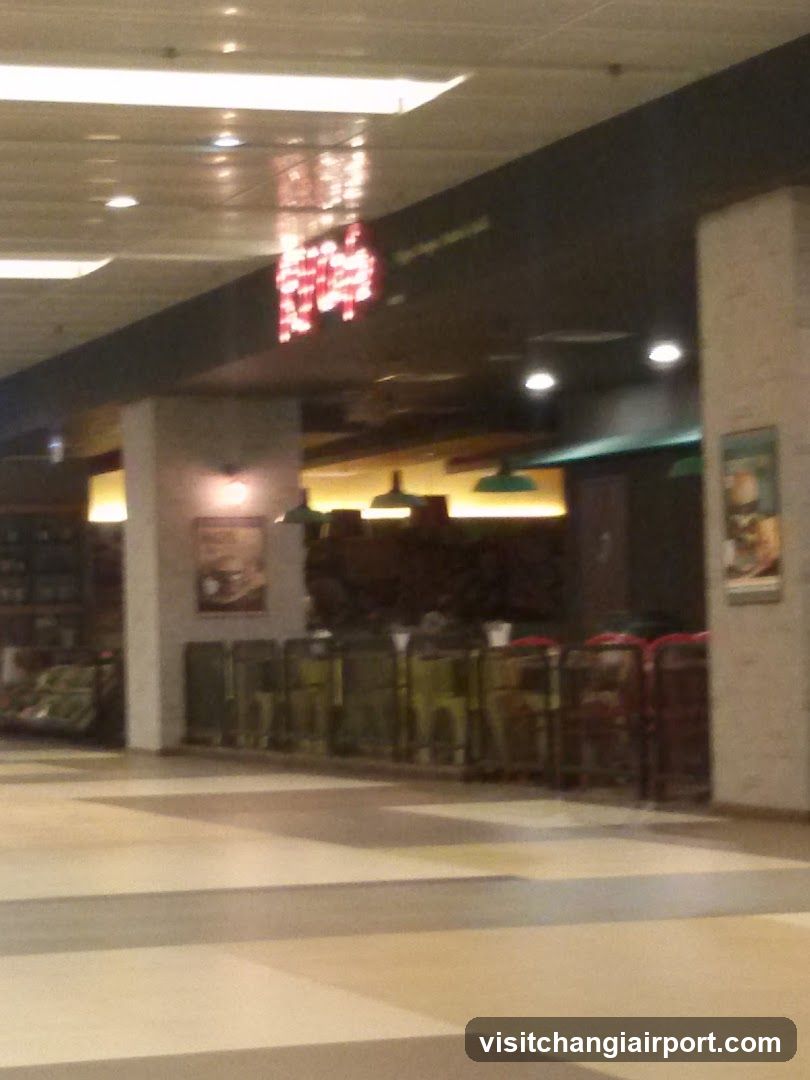 Interior of a food court or restaurant area