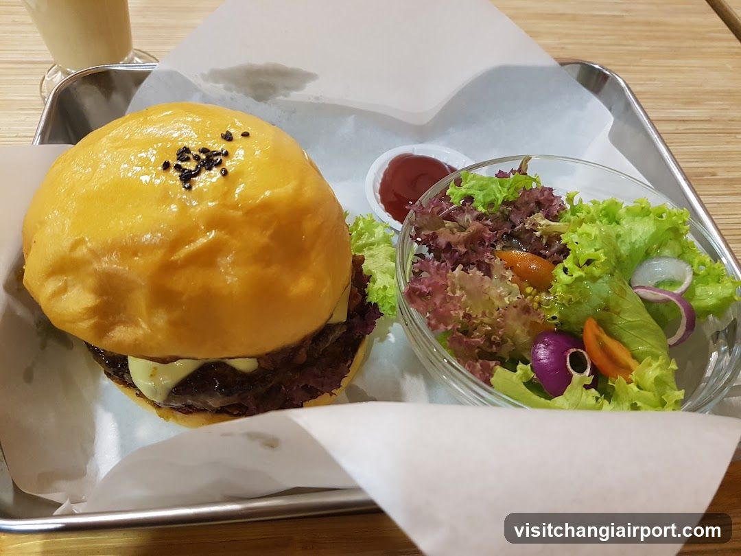 Burger and Salad Meal