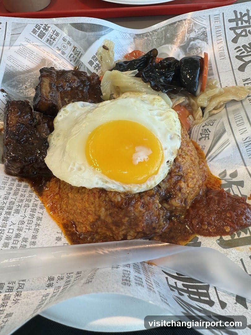 Pork Cutlet with Fried Egg and Stir-fry