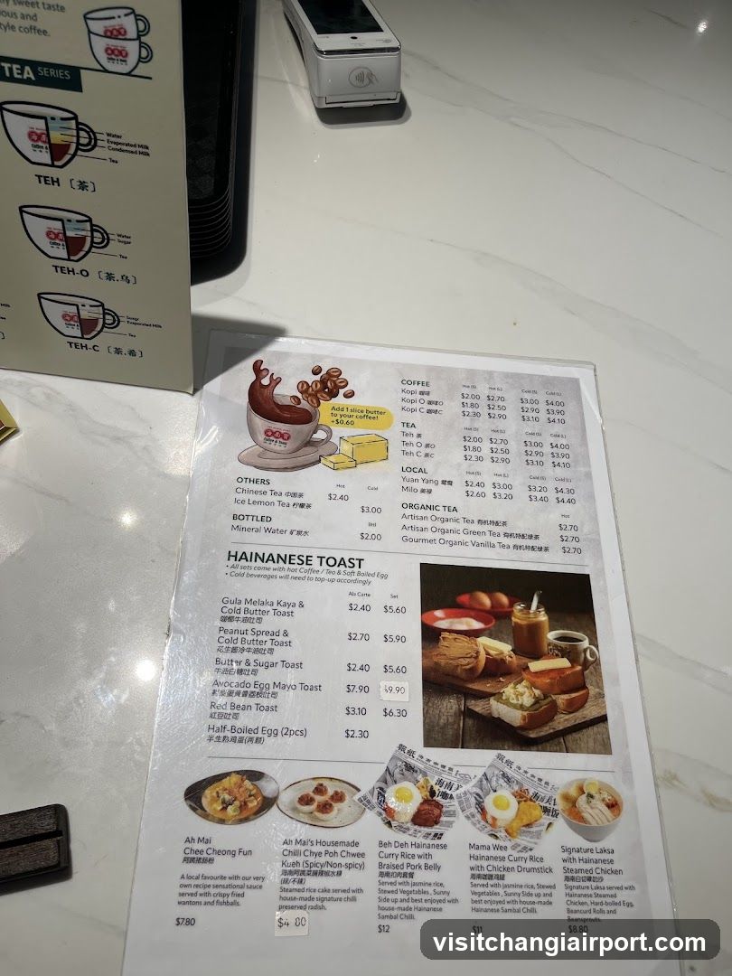 Hainanese Toast Menu