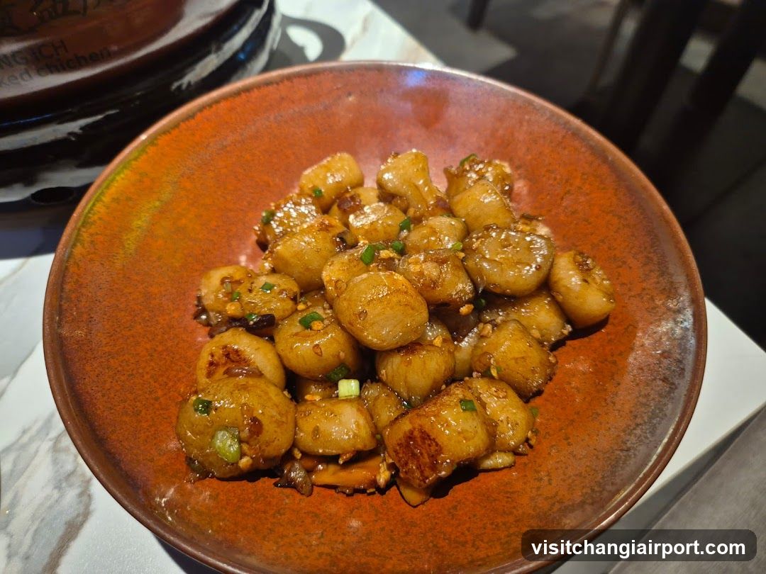 Stir-fried scallops with green onions