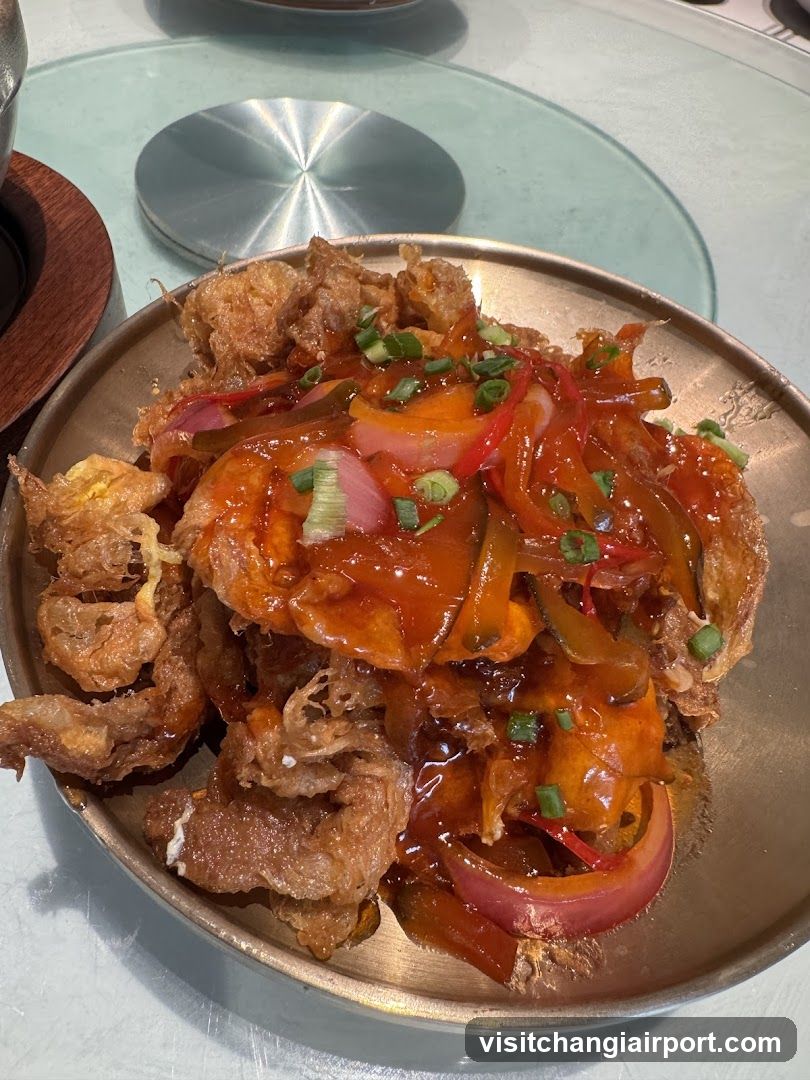 Fried Dish with Sauce and Garnish