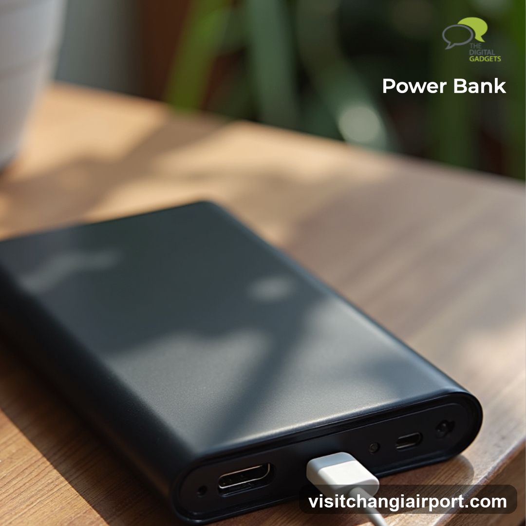 Power Bank on Wooden Surface