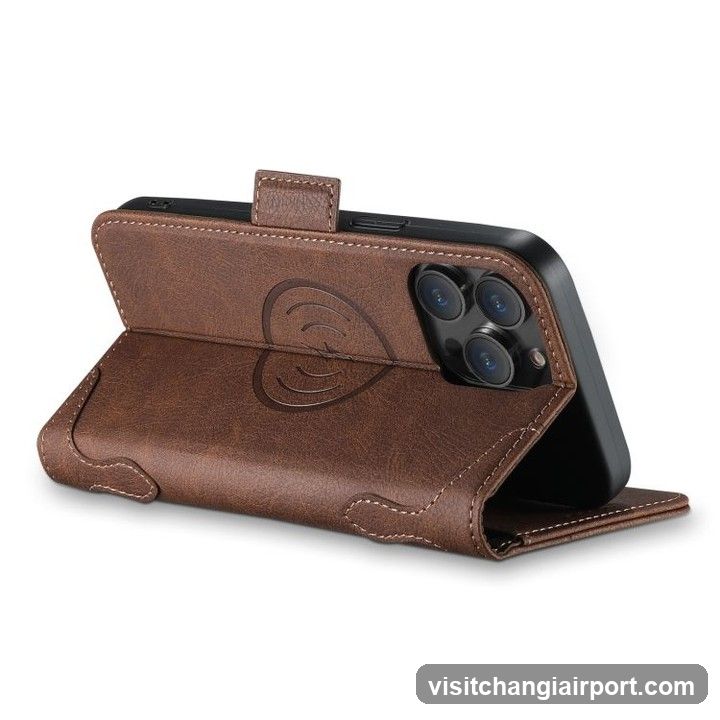 Brown Leather Phone Case with Wallet Features