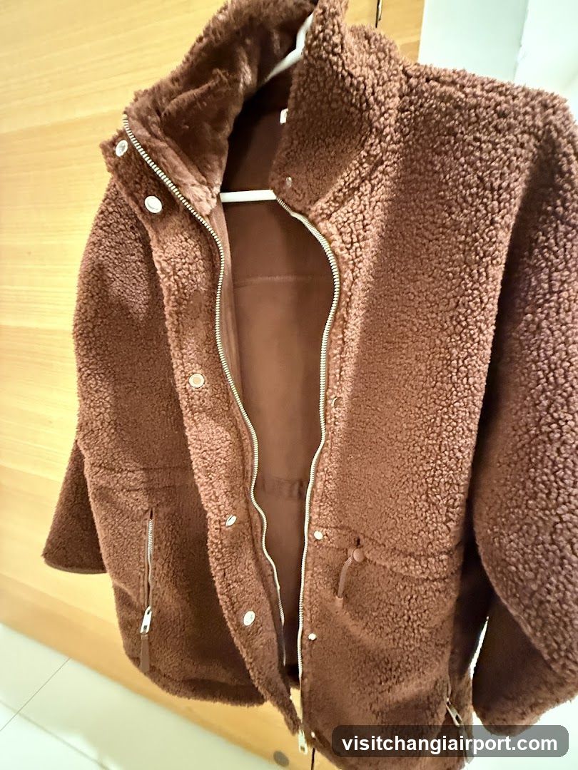 Brown Sherpa Jacket on Hanger