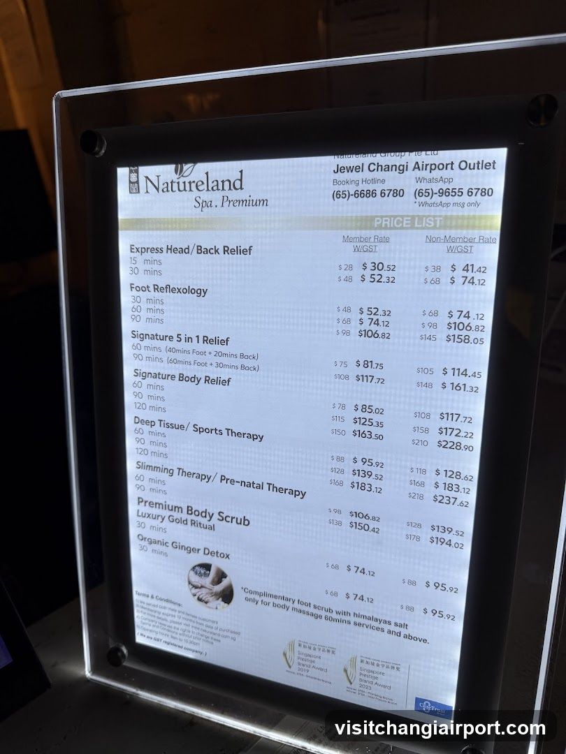 Natureland Spa & Premium Price List