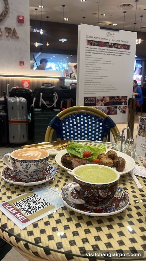 Airport Cafe Interior with Coffee and Meal