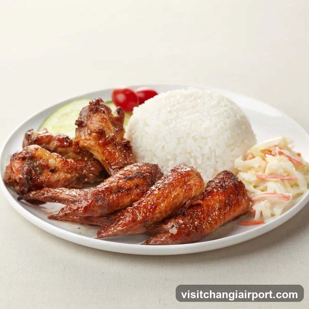 Grilled Chicken Wings with Rice and Coleslaw