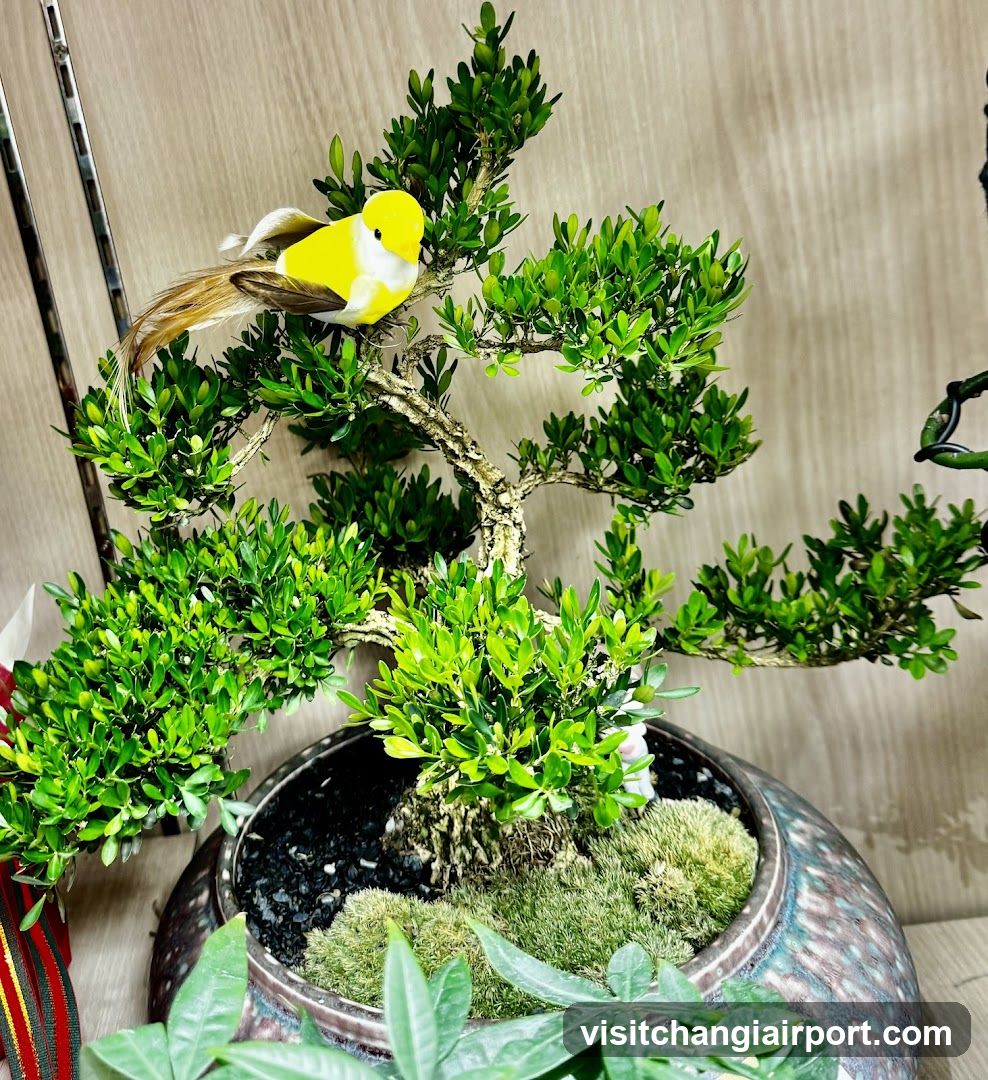 Bonsai Tree with Yellow Bird Ornament