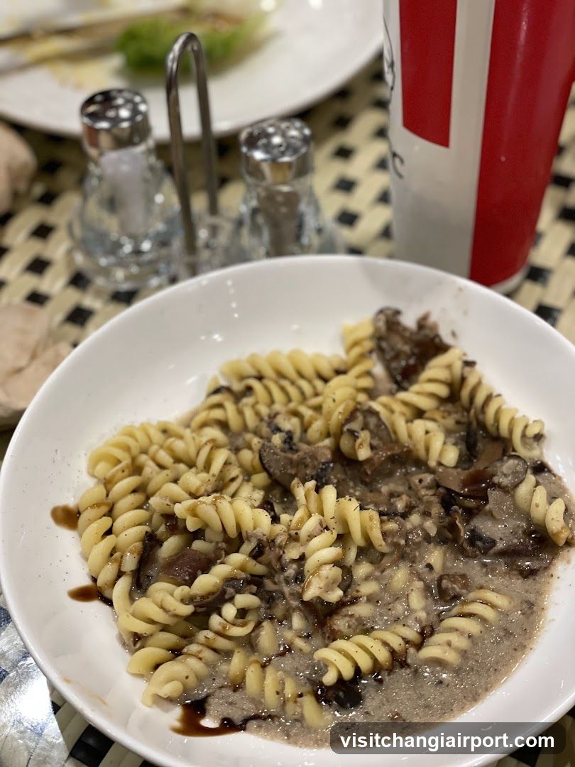 Fusilli Pasta with Mushrooms and Sauce