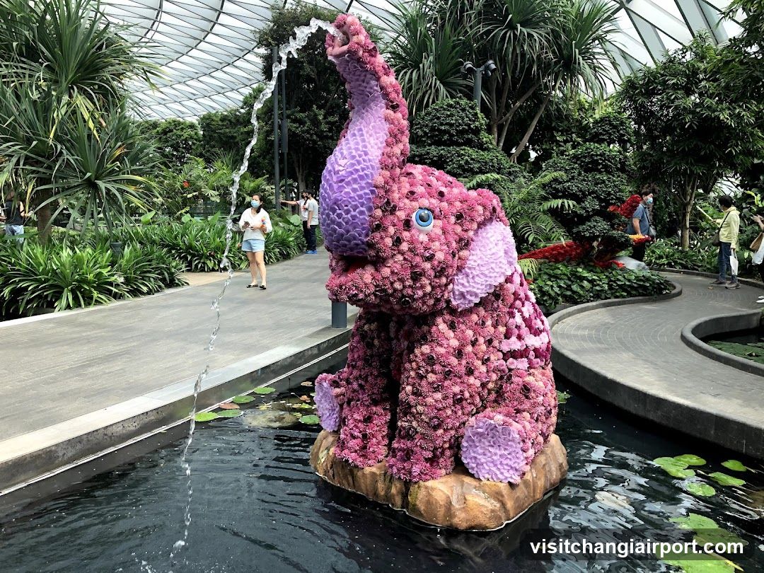 Flower Elephant Sculpture in Garden