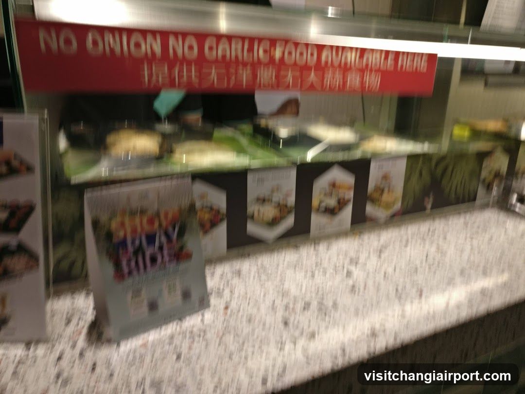 Food Display Counter with Warning Sign