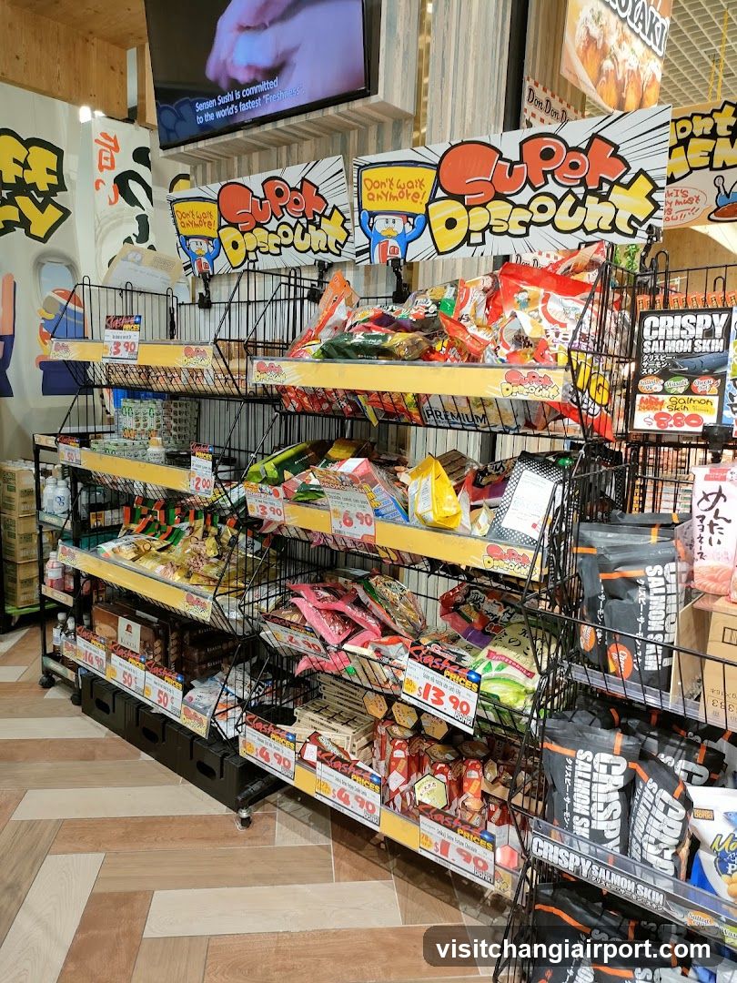 Snack Display with Discount Signs