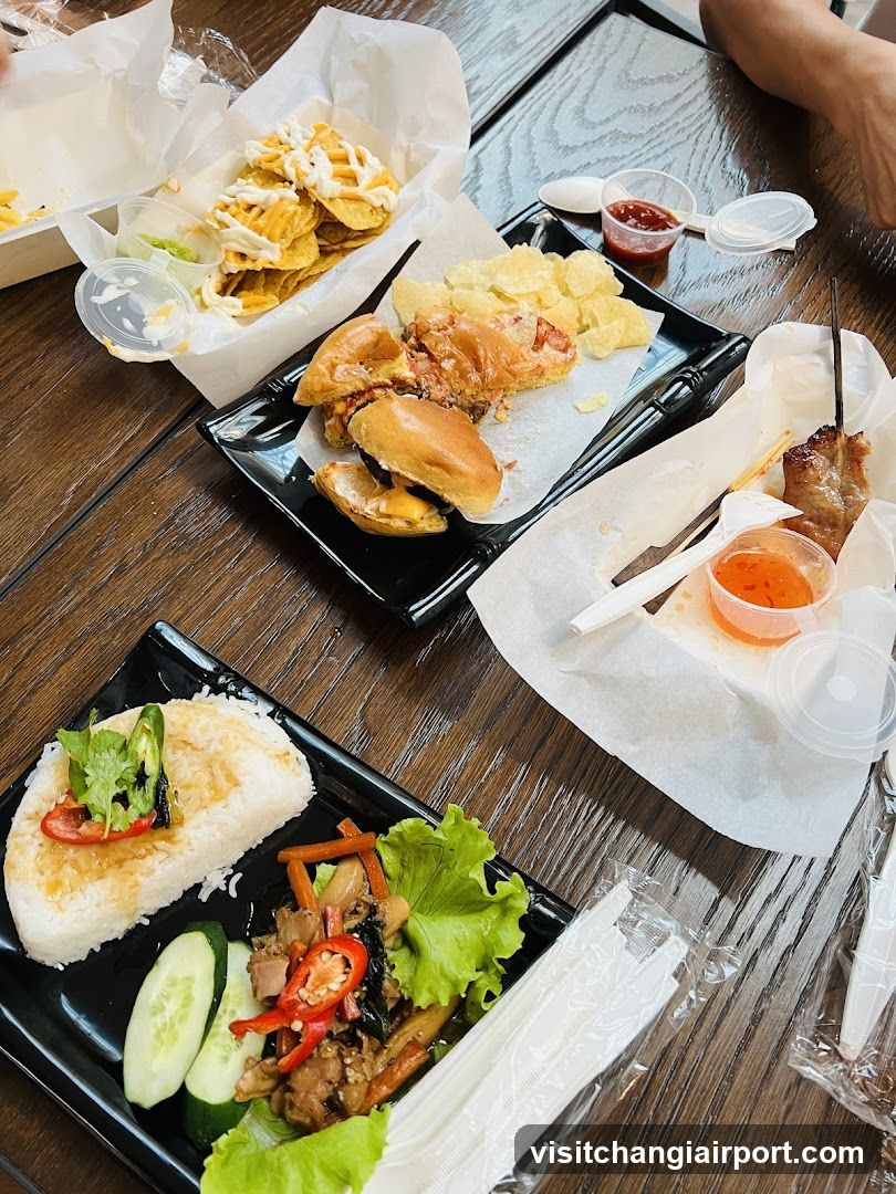 Food Spread on Wooden Table