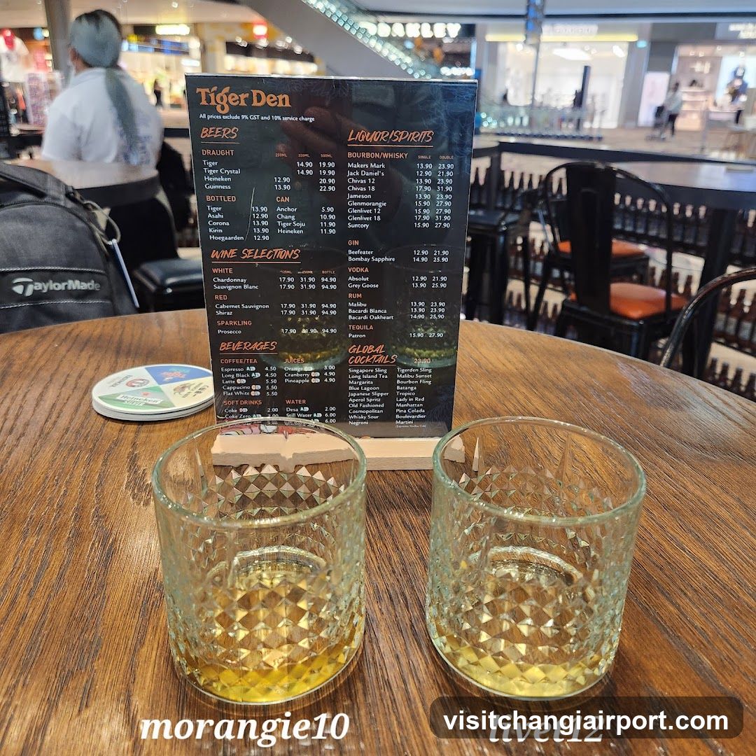 Tiger Den Bar Menu Display