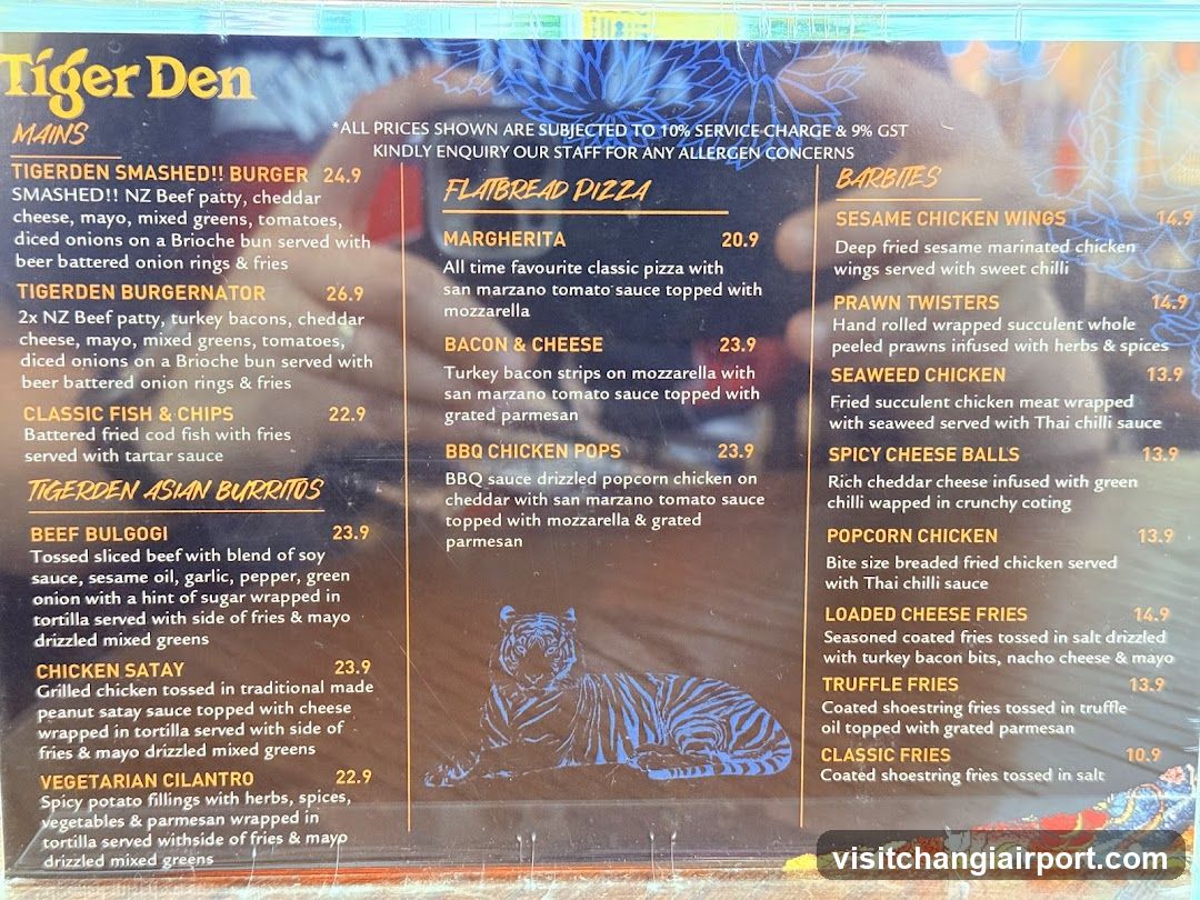 Tiger Den Menu