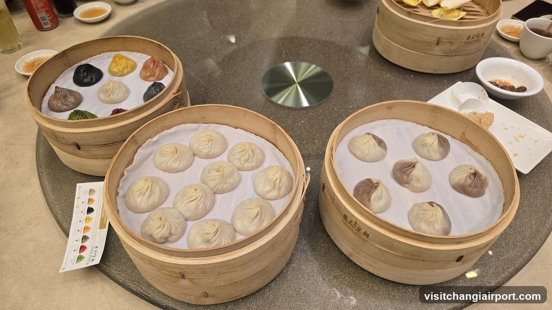 Dim Sum Buns on Bamboo Steamers