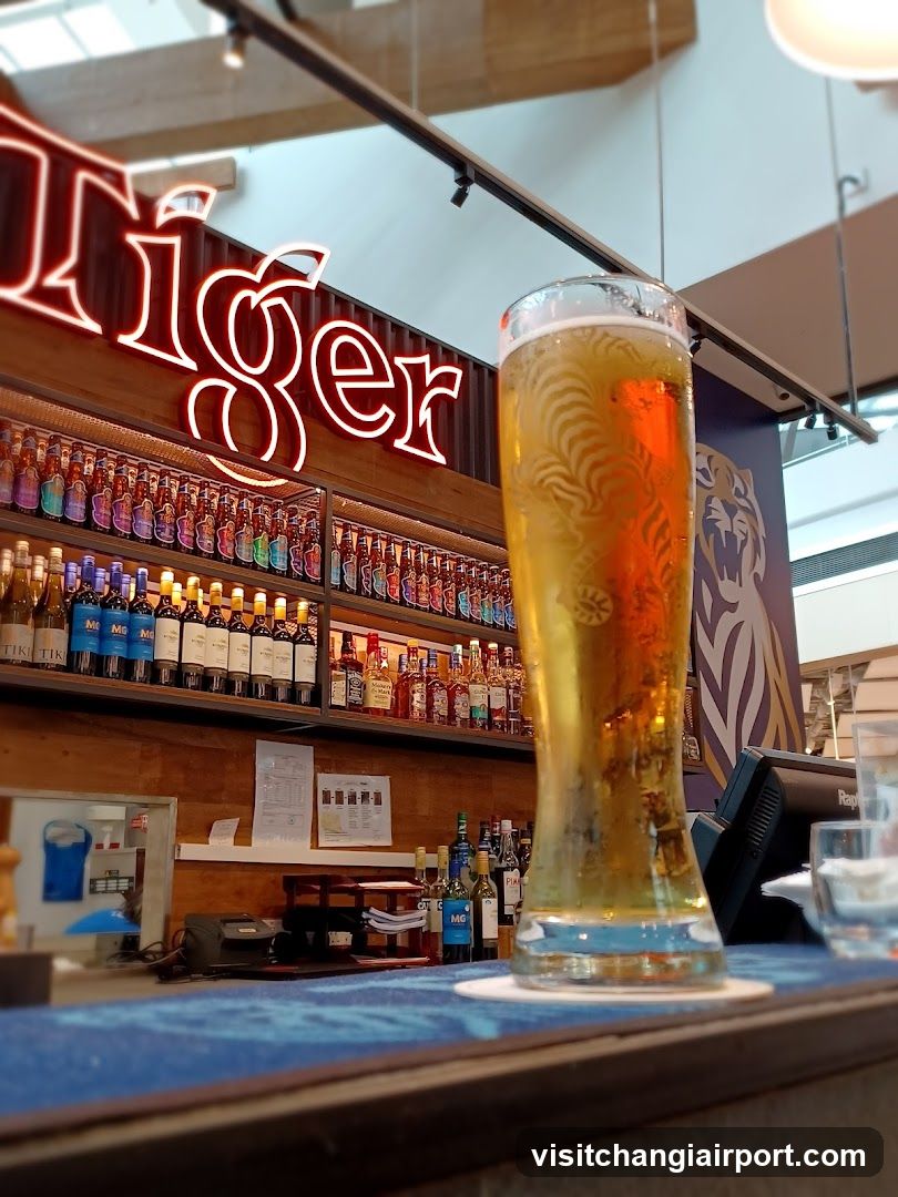 Tiger Beer Glass at Bar Counter