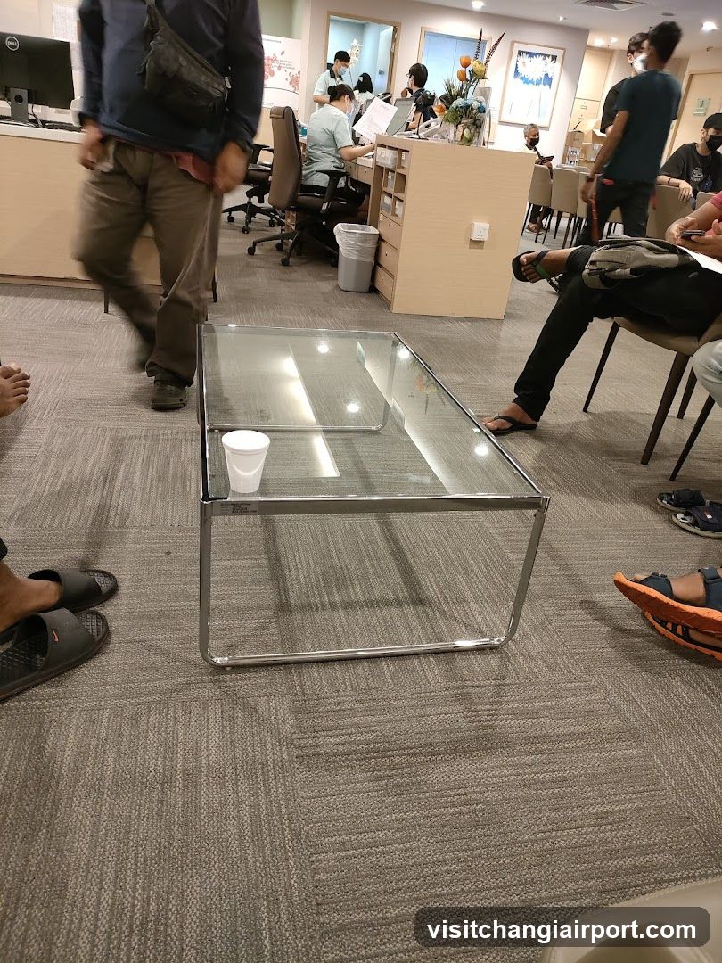 Office Interior with Glass Coffee Table