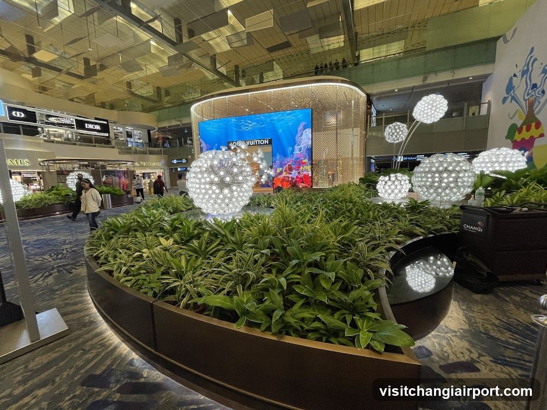 Airport Terminal Interior with Decorative Display