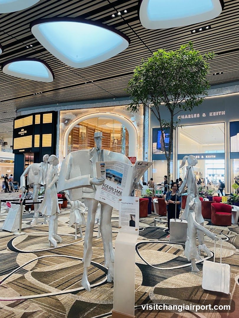 Airport Terminal Interior with Sculptures