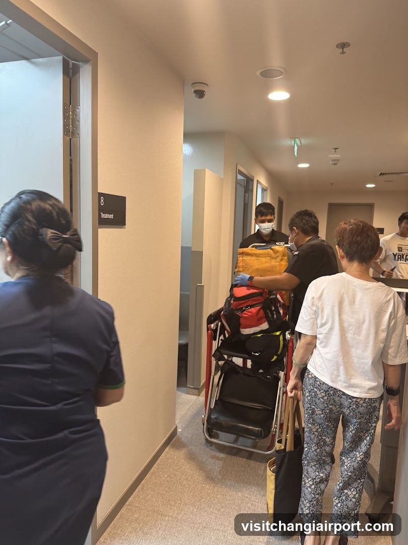 Hospital Corridor with Medical Staff and Patient Transport