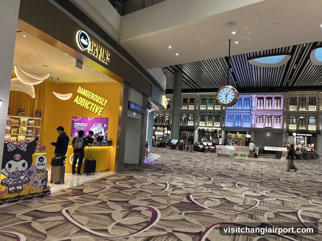 Airport Terminal Interior with Shop and Clock