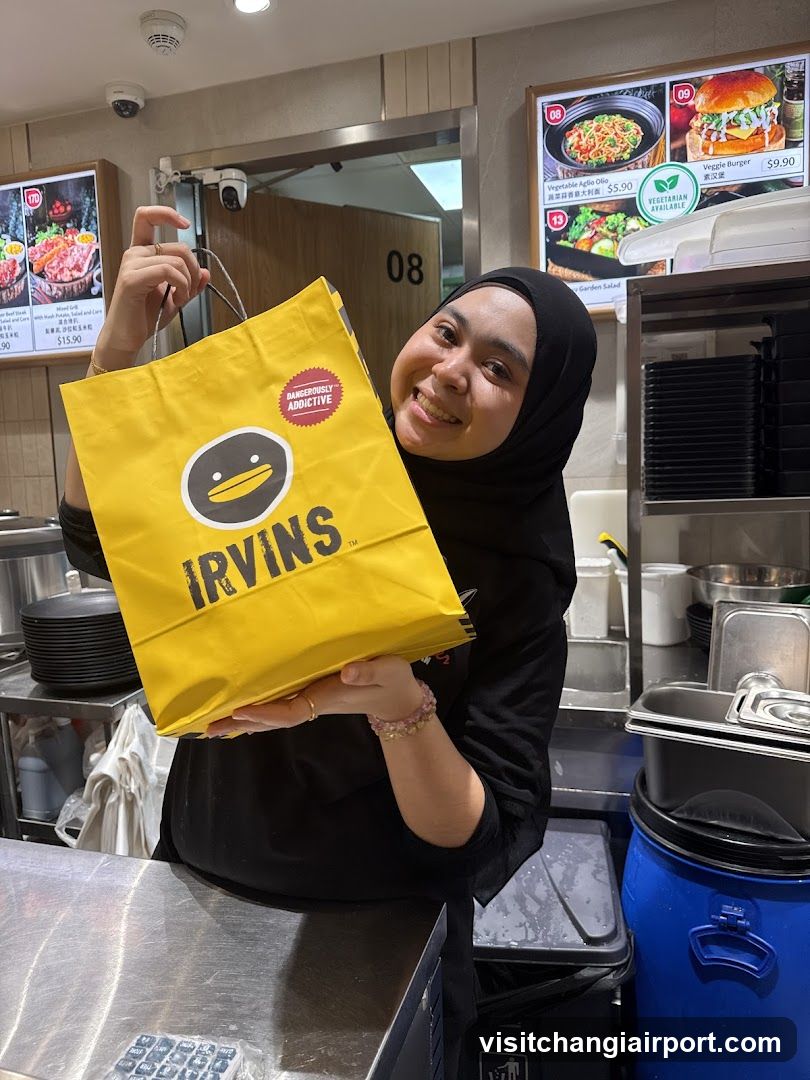 Staff holding Irvin's bag
