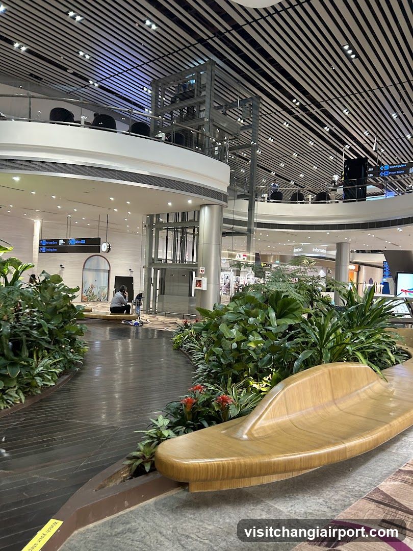 Airport Terminal Interior with Greenery and Seating