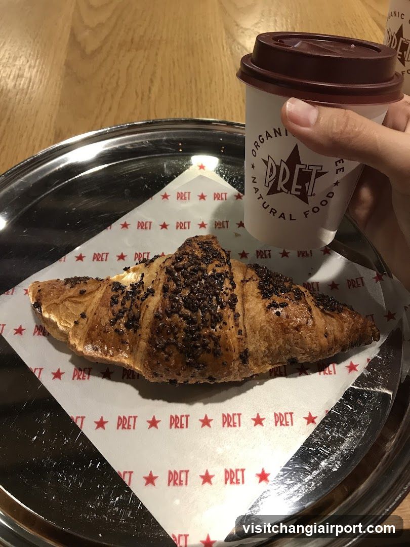 Pret A La Carte Croissant and Coffee