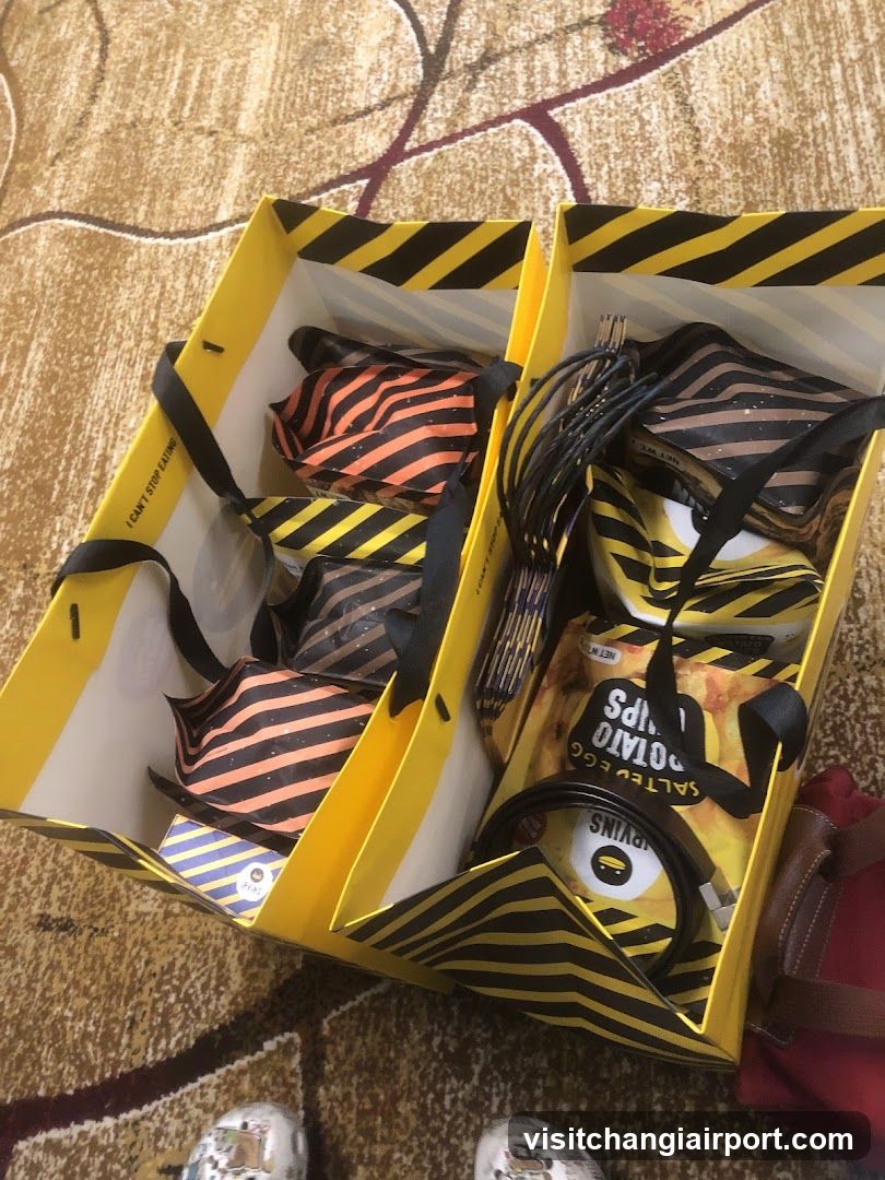 Shopping Bags with Striped Items