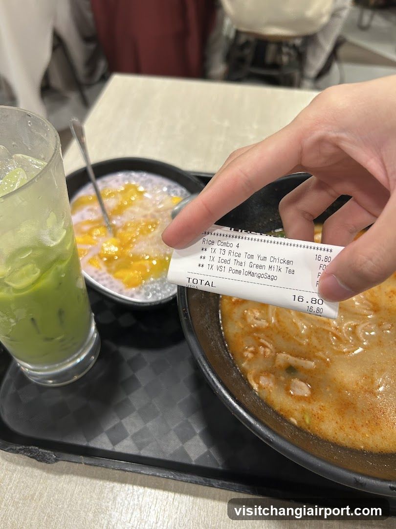 Food and Drink Tray with Receipt