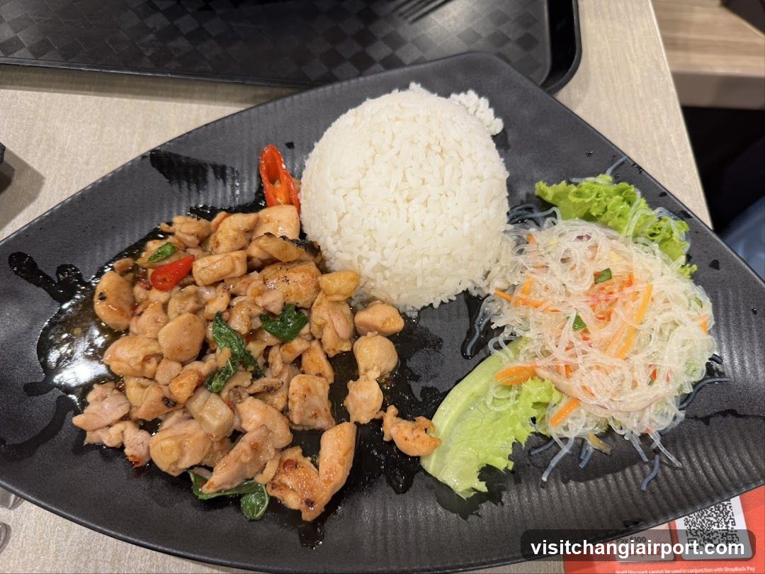 Thai Chicken Stir Fry with Rice and Salad