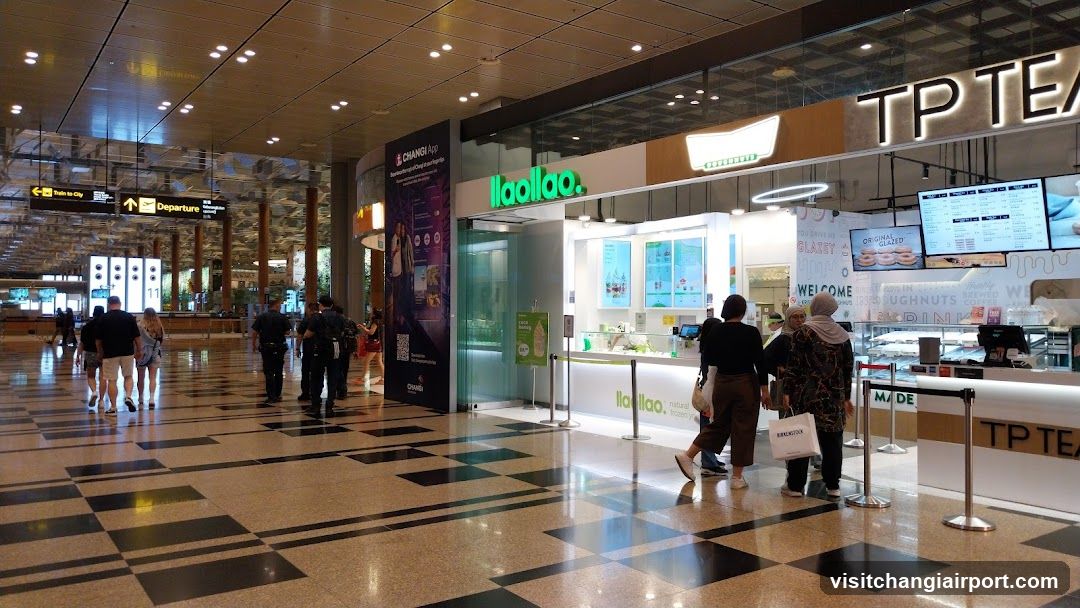 Airport Terminal Interior with Food Stalls