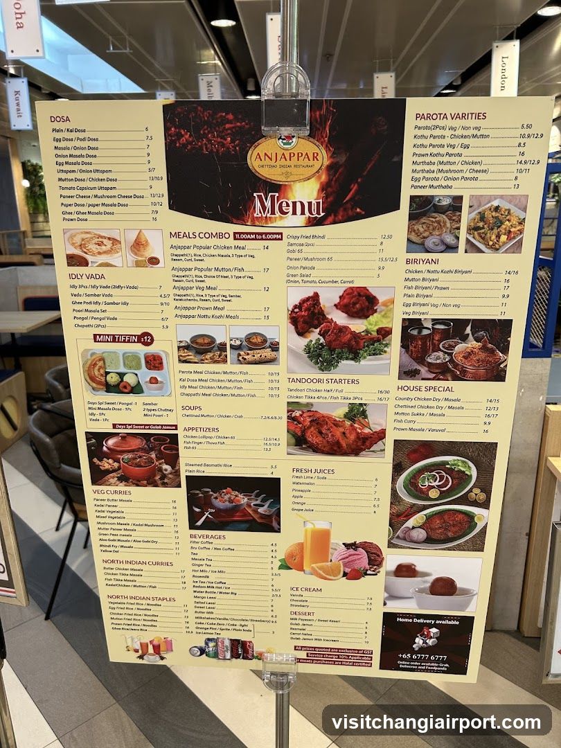 Anjappar Menu Board