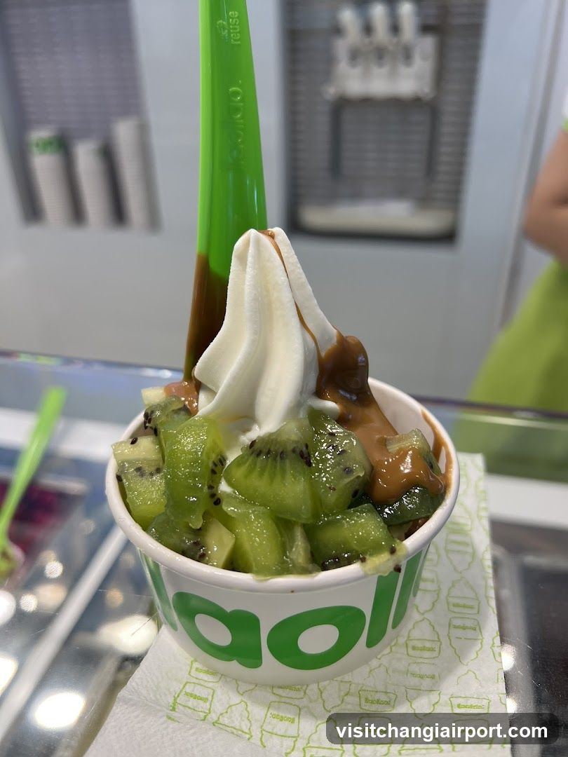 Kiwi Soft Serve with Toppings
