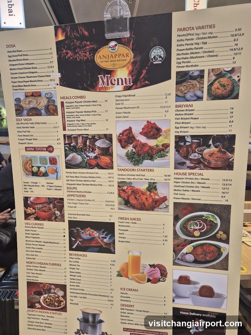 Anjappar Menu