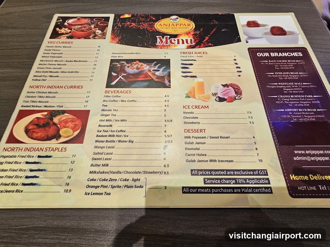 Anjappar Menu