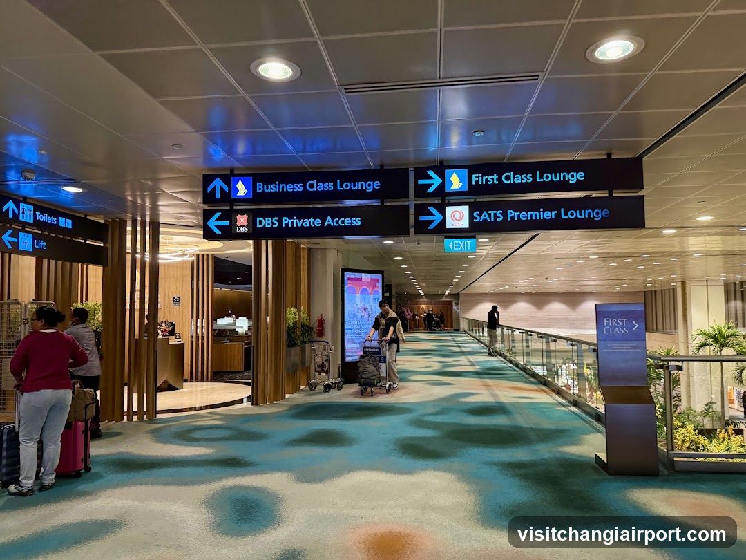 Airport Terminal Corridor with Lounge Signage