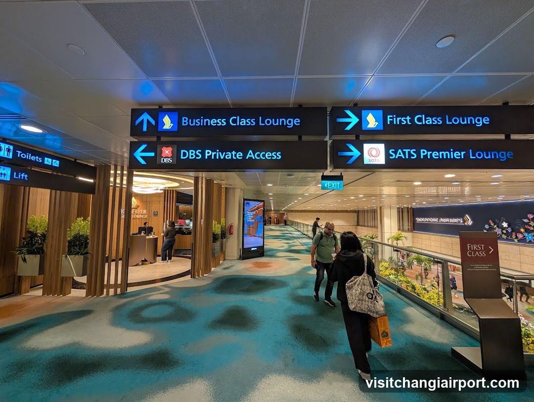 Airport Terminal Corridor with Lounge Signage
